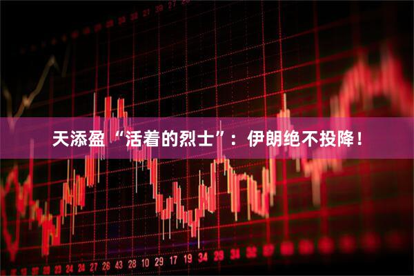 天添盈 “活着的烈士”：伊朗绝不投降！